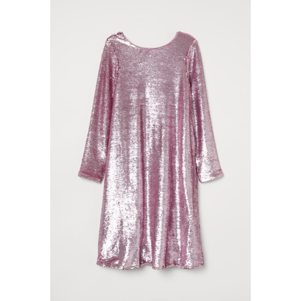H&M Blush Pink Sequined Mini Dress size L large